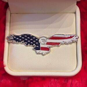 Bald Eagle American Flag Pin With Dual Pin Posts